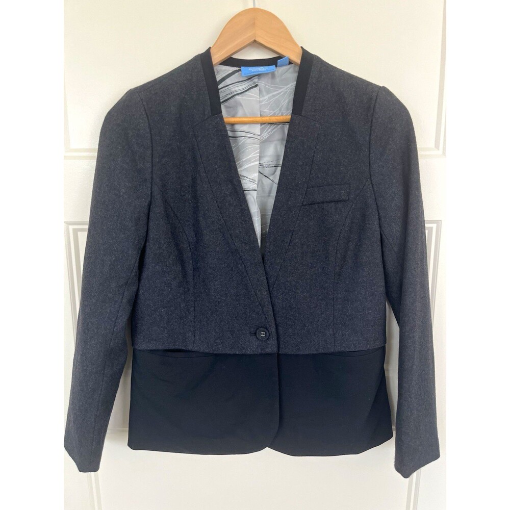 NWT Simply Vera Vera Wang Colorblock Wool Blend Blazer Jacket Grey Black PM M